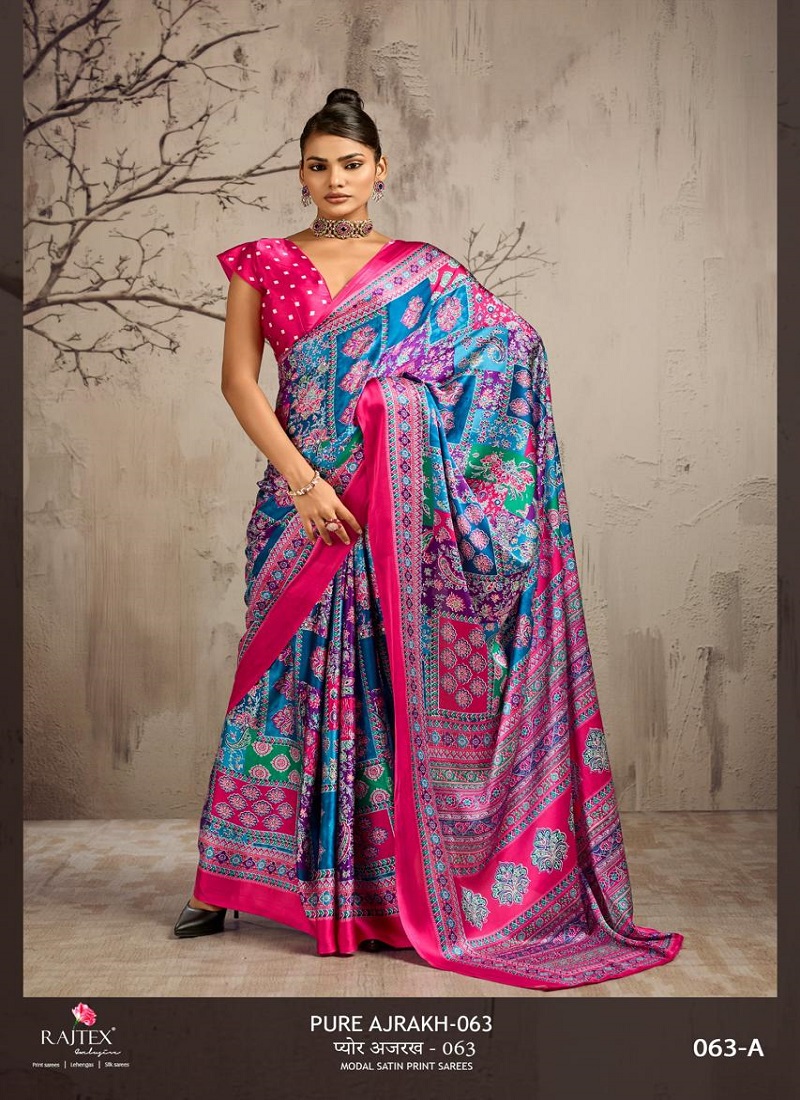 Pure Ajrakh 063 By Rajtex Modal Satin Ajrakh Print Saree